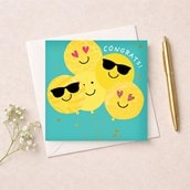 Congratulations Card - Smiley Face Balloons
