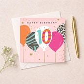 Age 10 Birthday Card - Birthday Balloons Age 10 Birthday Card - Birthday Balloons
