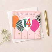 Age 14 Birthday Card - Birthday Balloons Age 14 Birthday Card - Birthday Balloons