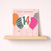 Age 14 Birthday Card - Birthday Balloons Age 14 Birthday Card - Birthday Balloons