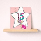 Age 15 Birthday Card - Star Balloon Age 15 Birthday Card - Star Balloon