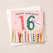 Age 16 Birthday Card - 16 Today Candles