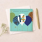 Age 14 Birthday Card - Birthday Balloons