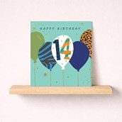 Age 14 Birthday Card - Birthday Balloons