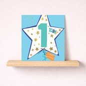 Age 1 Birthday Card - Blue Star Balloon Age 1 Birthday Card - Blue Star Balloon