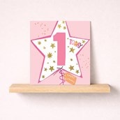 Age 1 Birthday Card - Pink Star Balloon Age 1 Birthday Card - Pink Star Balloon