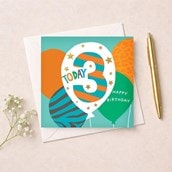 Age 3 Birthday Card - Teal 3 Today Balloons