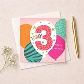 Age 3 Birthday Card - Pink 3 Today Balloons Age 3 Birthday Card - Pink 3 Today Balloons