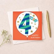 Age 4 Birthday Card - Orange 4 Today Balloon