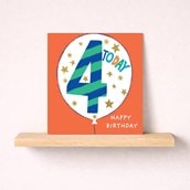 Age 4 Birthday Card - Orange 4 Today Balloon