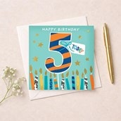 Age 5 Birthday Card - Blue Candles Age 5 Birthday Card - Blue Candles