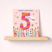 Age 5 Birthday Card - Pink Candles Age 5 Birthday Card - Pink Candles