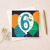 Age 6 Birthday Card - Blue 6 Today Balloons Age 6 Birthday Card - Blue 6 Today Balloons