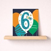 Age 6 Birthday Card - Blue 6 Today Balloons