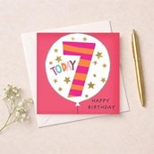 Age 7 Birthday Card - Pink 7 Today Balloon Age 7 Birthday Card - Pink 7 Today Balloon