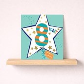 Age 8 Birthday Card - Blue Star Balloon