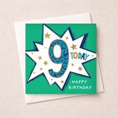 Age 9 Birthday Card - 9 Today Age 9 Birthday Card - 9 Today