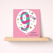 Age 9 Birthday Card - Pink Balloon