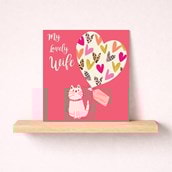 Wife Birthday Card - Cat and Balloon Wife Birthday Card - Cat and Balloon