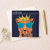 Godson Birthday Card - King Tiger
