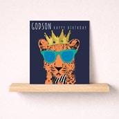 Godson Birthday Card - King Tiger Godson Birthday Card - King Tiger