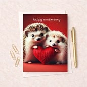 Anniversary Card - Hedgehogs & Heart