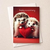 Anniversary Card - Hedgehogs & Heart