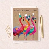 Birthday Card - Birthday Flamingos
