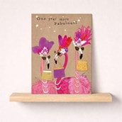 Birthday Card - Fancy Flamingos