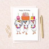Birthday Card - Ducks With Cake
