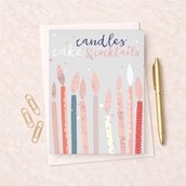 Birthday Card - Candles Cake & Cocktails