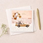 Birthday Card - Girls On Car Birthday Card - Girls On Car