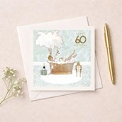 Age 60 Birthday Card - Lady In Bathtub