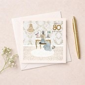Age 80 Birthday Card - White Dressing Room