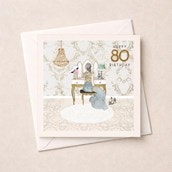 Age 80 Birthday Card - White Dressing Room