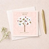 Wife Birthday Card - Butterfly Tree