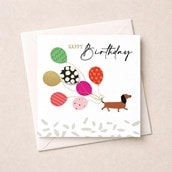 Birthday Card - Daschund With Balloons Birthday Card - Daschund With Balloons