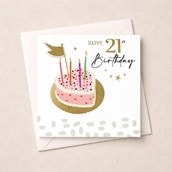 Age 21 Birthday Card - Heart Cake