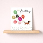 Age 40 Birthday Card - Daschund With Balloons Age 40 Birthday Card - Daschund With Balloons