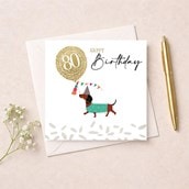 Age 80 Birthday Card - Daschund Age 80 Birthday Card - Daschund