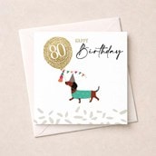 Age 80 Birthday Card - Daschund