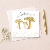 New Baby Card - Gold Mushrooms New Baby Card - Gold Mushrooms