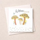 New Baby Card - Gold Mushrooms New Baby Card - Gold Mushrooms