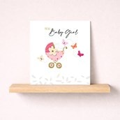 New Baby Girl Card - Pink Pram