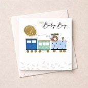 New Baby Boy Card - Blue Train