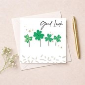 Good Luck Card - Four Leaf Clovers Good Luck Card - Four Leaf Clovers