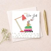 New Job Card - Desk Lamp & Books