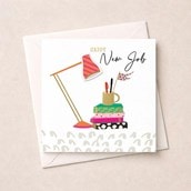 New Job Card - Desk Lamp & Books