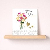 Thank You Card - Flowers & Hearts