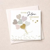 Silver Anniversary Card - Heart Balloons Silver Anniversary Card - Heart Balloons